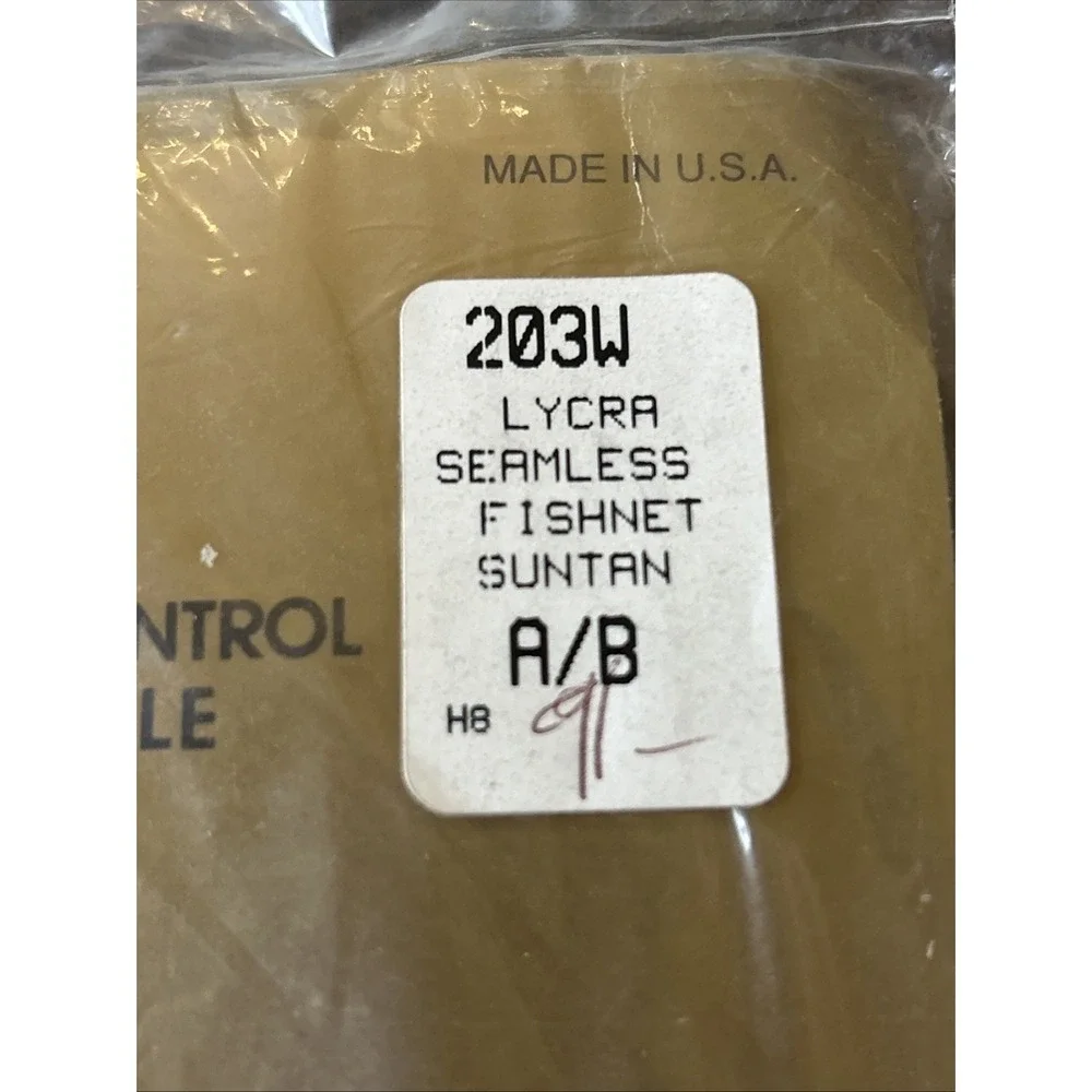 Vintage Professional  Fishnet Stretch Tights Tan Adult Size A/B